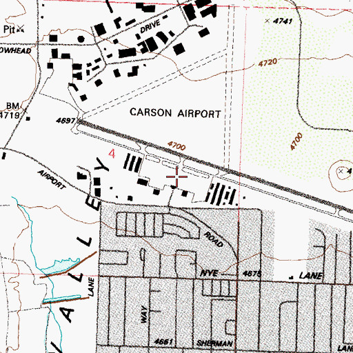 Topographic Map of Carson Airport, NV