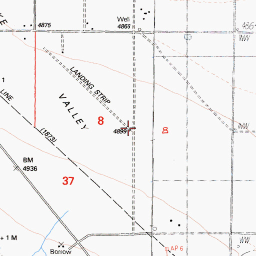Topographic Map of Dyer Airport, NV