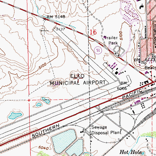 Topographic Map of Elko Regional Airport, NV