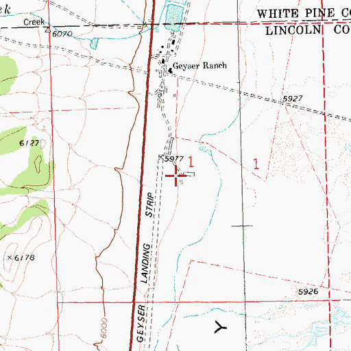 Topographic Map of Geyser Ranch Airport, NV