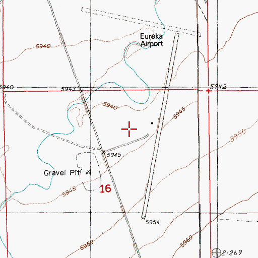Topographic Map of Eureka Airport, NV