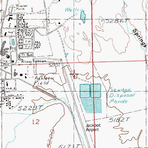 Topographic Map of Jackpot Airport/Hayden Field, NV