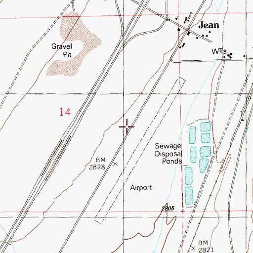 Topographic Map of Jean Airport, NV