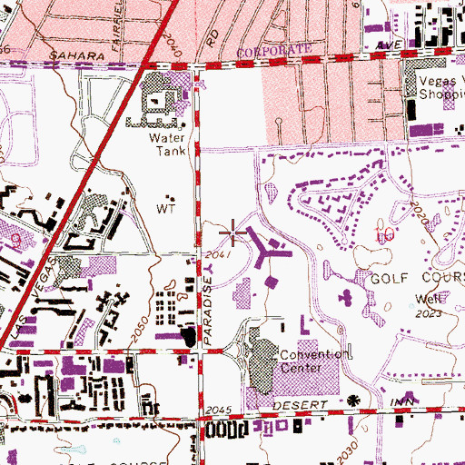 Topographic Map of Las Vegas Hilton Heliport, NV