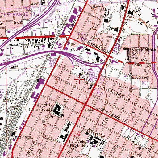 Topographic Map of City Hall Complex Heliport, NV