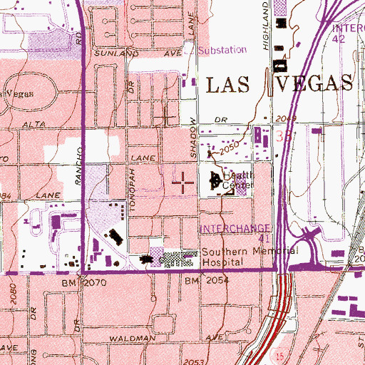 Topographic Map of Valley Hospital Medical Center Heliport, NV