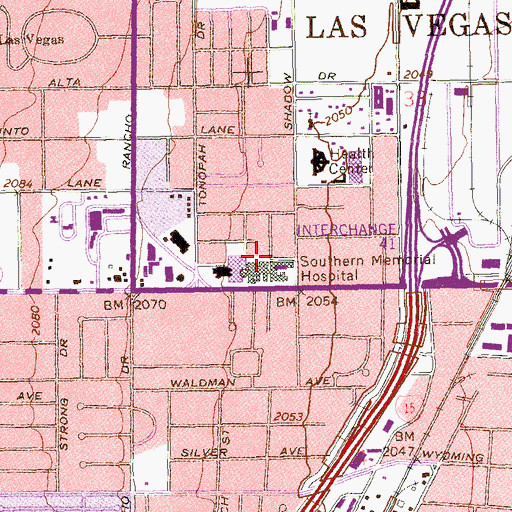 Topographic Map of University Medical Center-Southern Nevada Heliport, NV
