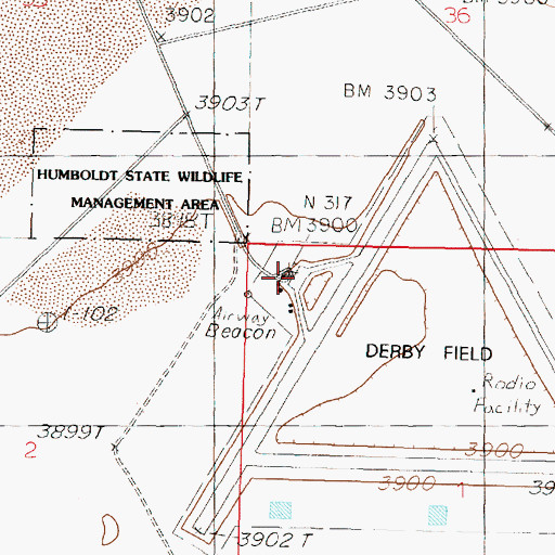 Topographic Map of Derby Field, NV