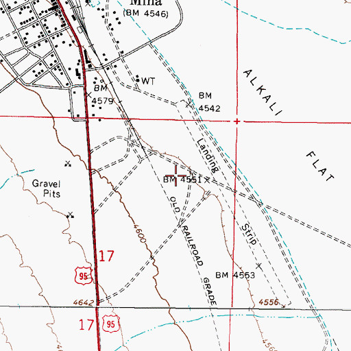 Topographic Map of Mina Airport, NV
