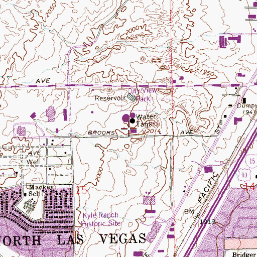 Topographic Map of Las Vegas City Garage Helispot, NV
