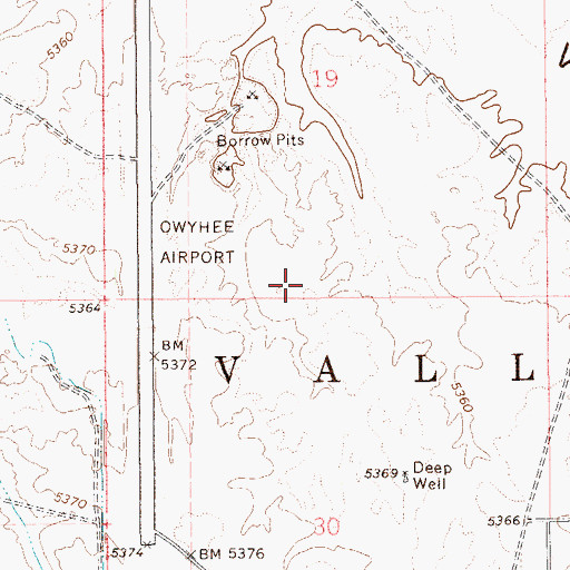 Topographic Map of Owyhee Airport, NV