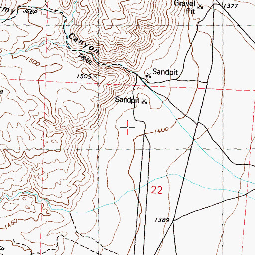 Topographic Map of Spanish Springs Airport, NV