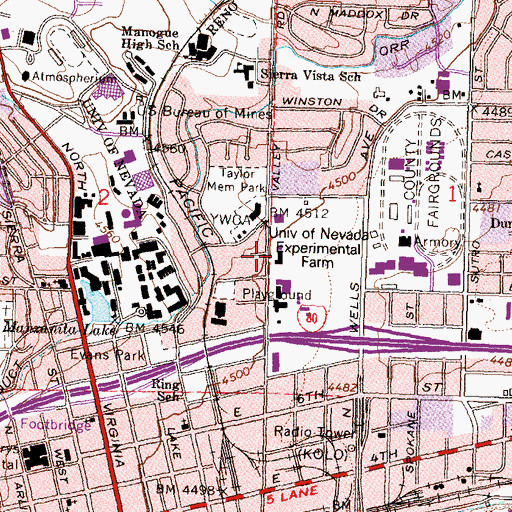 Topographic Map of Nevada Department of Wildlife State Headquarters Heliport, NV