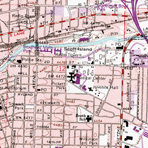 Topographic Map of Washoe Medical Center Heliport, NV