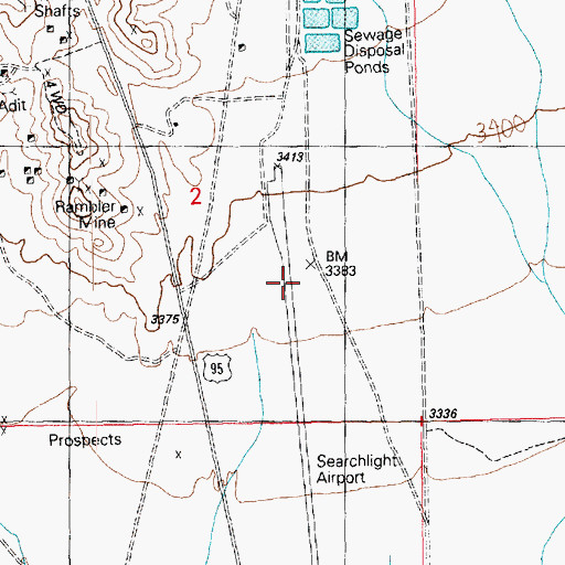 Topographic Map of Searchlight Airport, NV