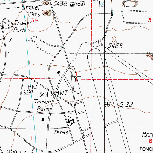 Topographic Map of Tonopah Airport, NV