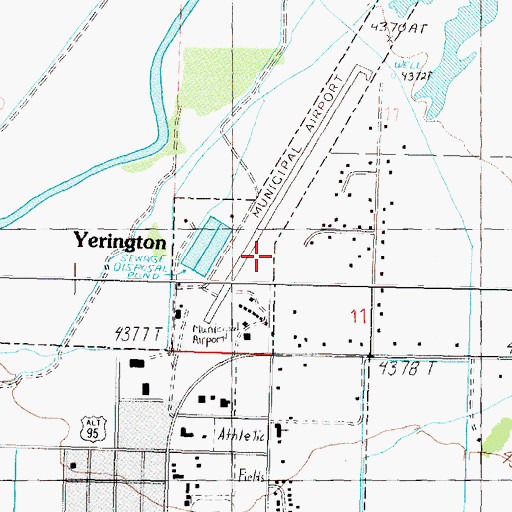 Topographic Map of Yerington Municipal Airport, NV