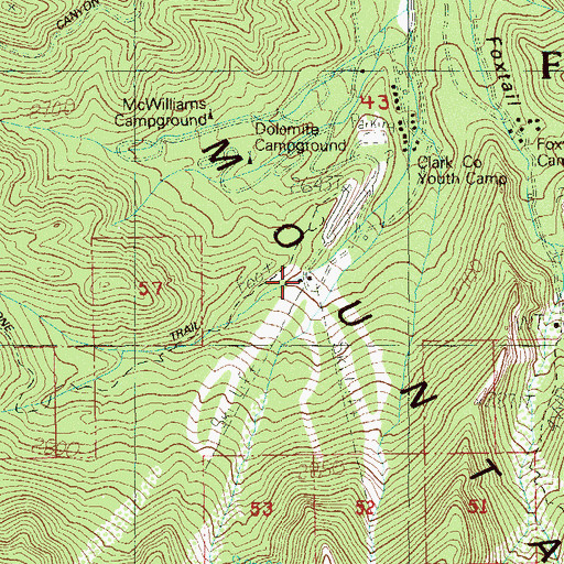 Topographic Map of Lee Canyon Ski Area, NV