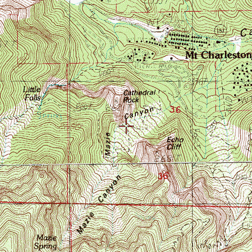 Topographic Map of Cathedral Rock Trail, NV