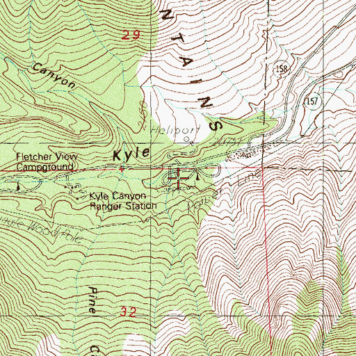 Topographic Map of Kyle Canyon Campground, NV