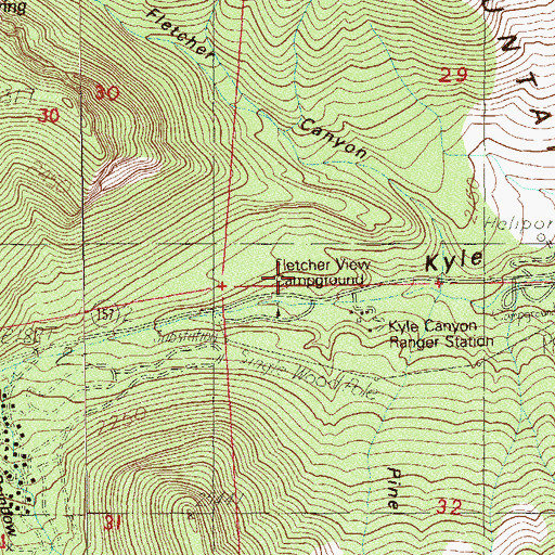 Topographic Map of Kyle Canyon RV Camp, NV