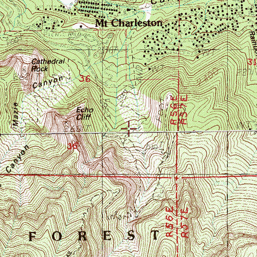 Topographic Map of Mount Charleston National Recreation Trail, NV