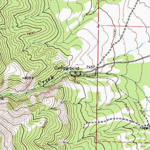 Topographic Map of Pine Creek Forest Service Recreation Site, NV
