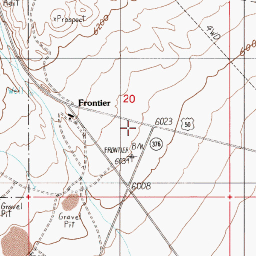 Topographic Map of Frontier, NV