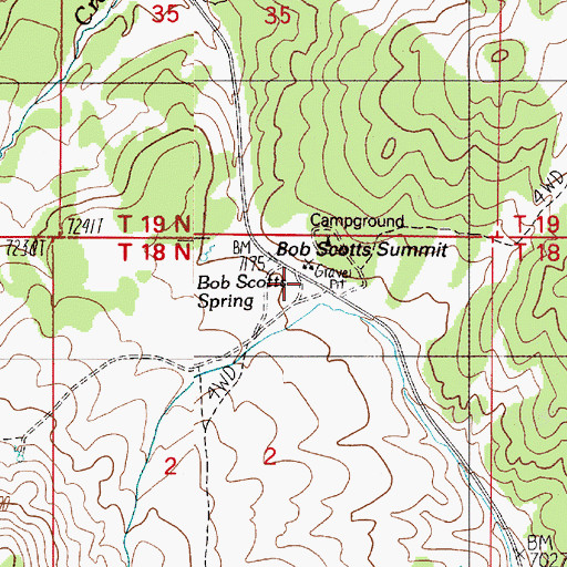 Topographic Map of Bob Scott Forest Service Recreation Site, NV