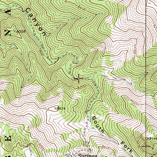 Topographic Map of South Fork Shoshone Creek, NV