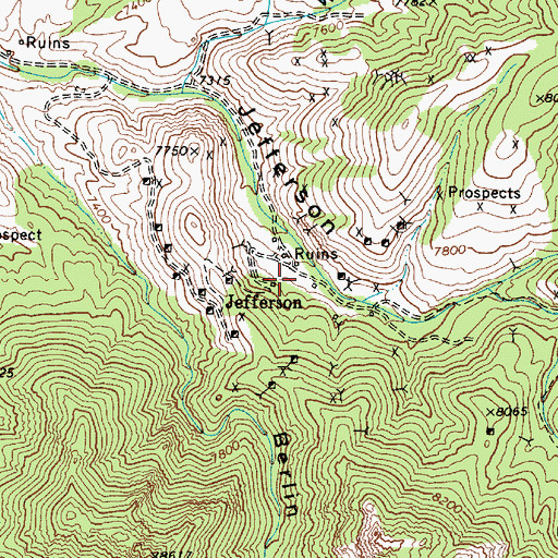 Topographic Map of Austin Belmont Stage Route, NV