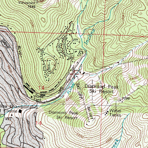 Topographic Map of Incline Ski Area, NV