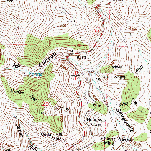 Topographic Map of Sutro Mine, NV