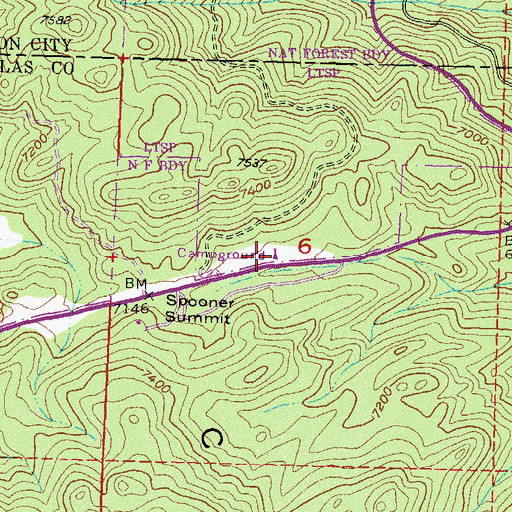 Topographic Map of Spooner Summit Recreation Site, NV