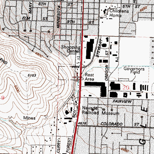 Topographic Map of Carson Rest Area (historical), NV