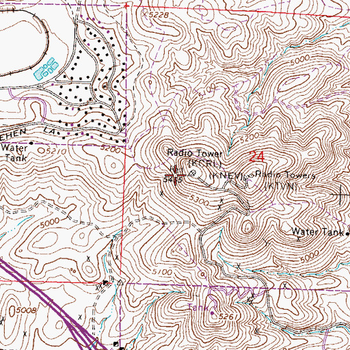 Topographic Map of KCRL-TV Tower (Los Alamos), NV