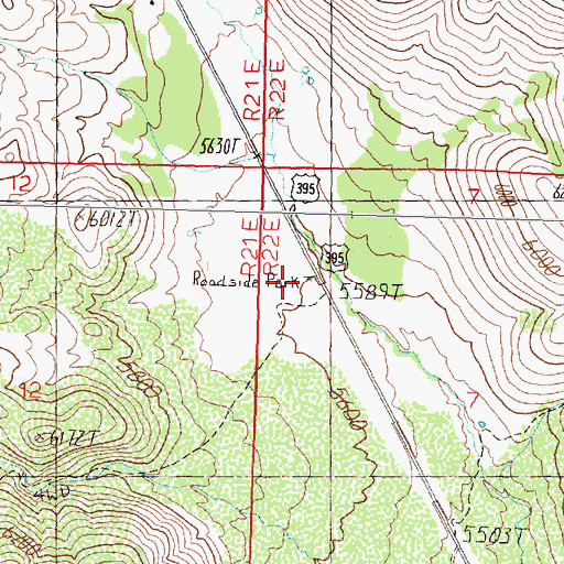 Topographic Map of Mountain House Rest Area, NV