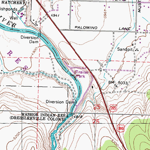 Topographic Map of Washoe Tribe Campground, NV