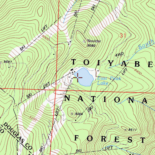 Topographic Map of East Peak Lake, NV