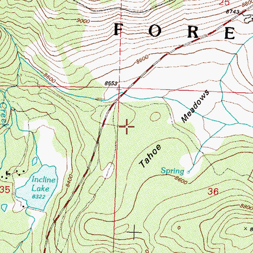 Topographic Map of Tahoe Meadows Snowplay Area, NV