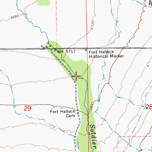 Topographic Map of Fort Halleck Post Office (historical), NV