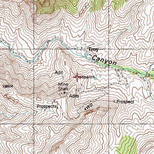 Topographic Map of Troy Post Office (historical), NV