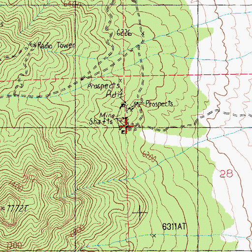 Topographic Map of Freiburg Post Office, NV