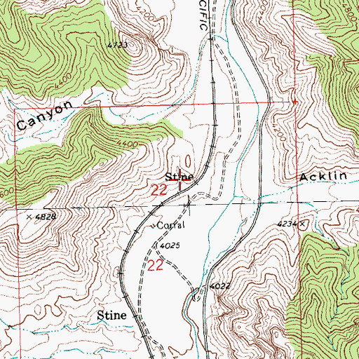 Topographic Map of Stine Post Office (historical), NV