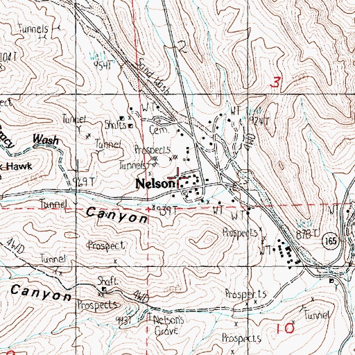 Topographic Map of Nelson Post Office (historical), NV