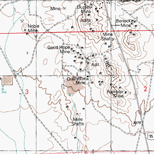 Topographic Map of Quartette Post Office, NV