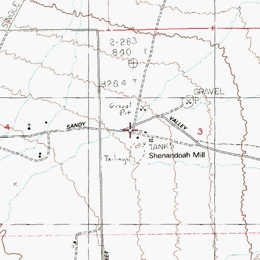 Topographic Map of Platina Post Office, NV