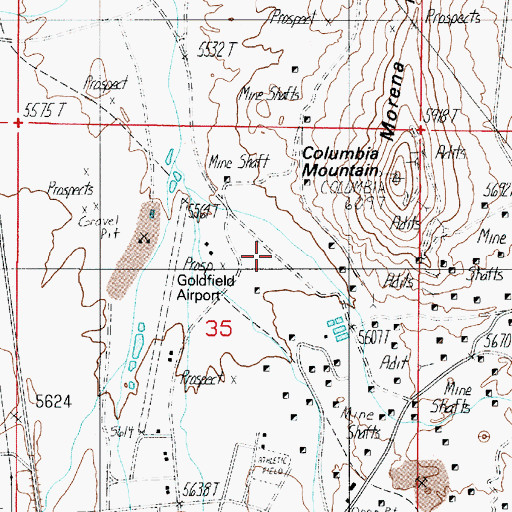 Topographic Map of Columbia Post Office, NV