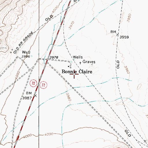 Topographic Map of Bonnie Claire Post Office, NV