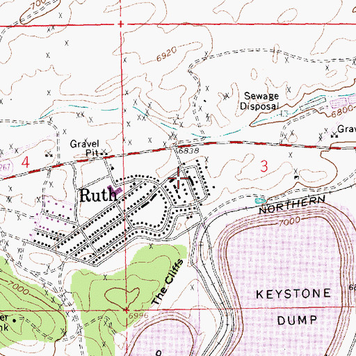 Topographic Map of Ruth Post Office, NV